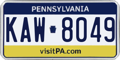 PA license plate KAW8049