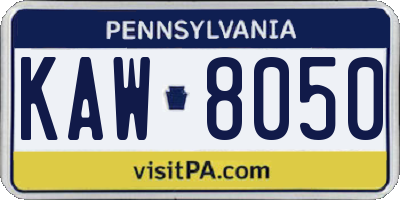 PA license plate KAW8050
