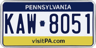PA license plate KAW8051