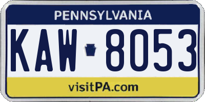 PA license plate KAW8053