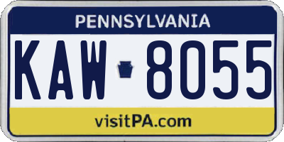 PA license plate KAW8055