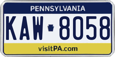 PA license plate KAW8058