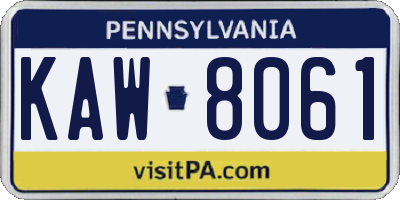 PA license plate KAW8061