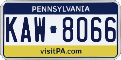 PA license plate KAW8066
