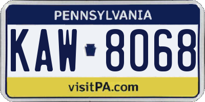 PA license plate KAW8068