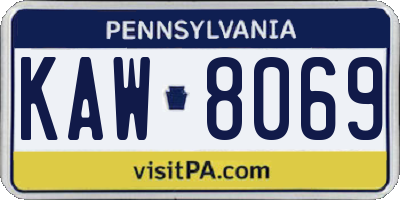 PA license plate KAW8069