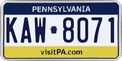 PA license plate KAW8071