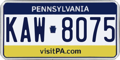 PA license plate KAW8075