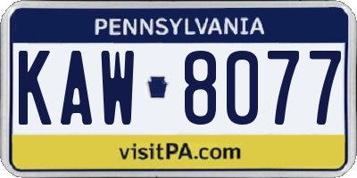 PA license plate KAW8077