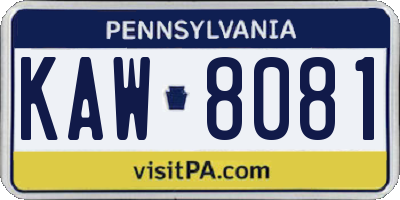 PA license plate KAW8081