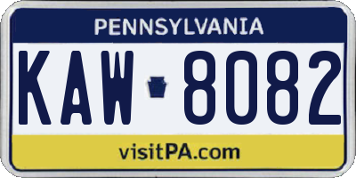 PA license plate KAW8082