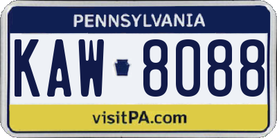 PA license plate KAW8088