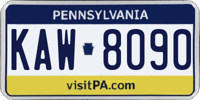 PA license plate KAW8090