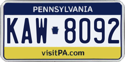 PA license plate KAW8092