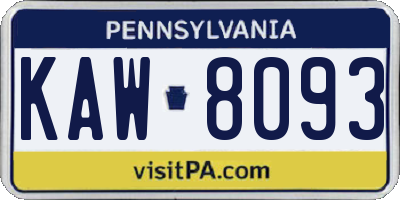 PA license plate KAW8093