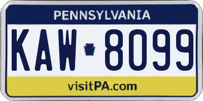 PA license plate KAW8099