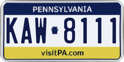 PA license plate KAW8111