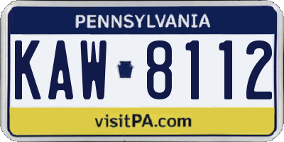 PA license plate KAW8112