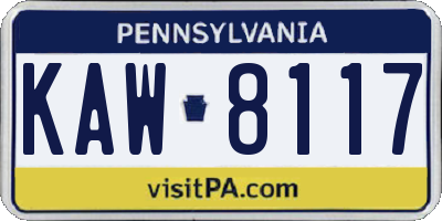 PA license plate KAW8117