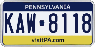 PA license plate KAW8118