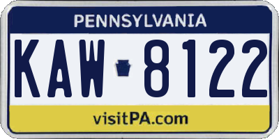PA license plate KAW8122