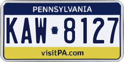 PA license plate KAW8127