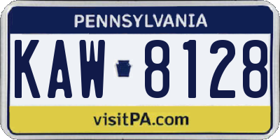 PA license plate KAW8128