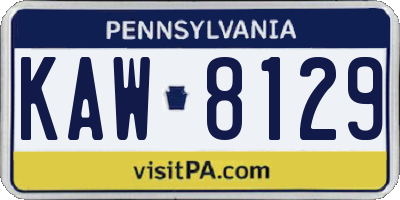 PA license plate KAW8129