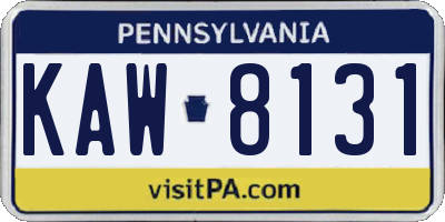 PA license plate KAW8131