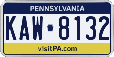 PA license plate KAW8132