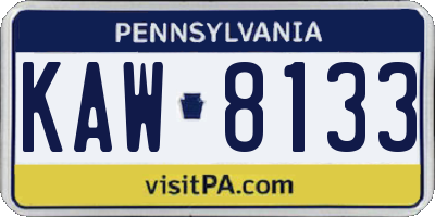 PA license plate KAW8133