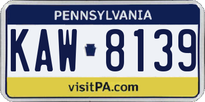 PA license plate KAW8139