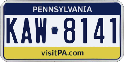 PA license plate KAW8141