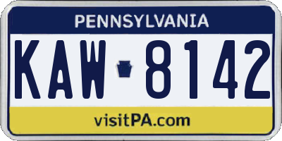 PA license plate KAW8142