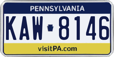 PA license plate KAW8146