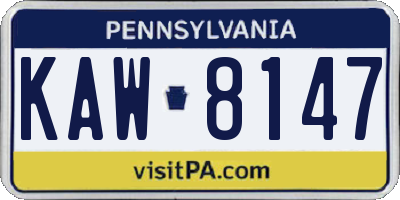 PA license plate KAW8147