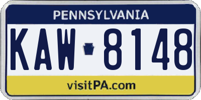 PA license plate KAW8148