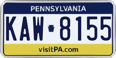 PA license plate KAW8155
