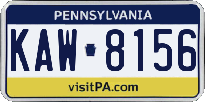 PA license plate KAW8156