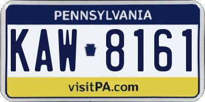 PA license plate KAW8161