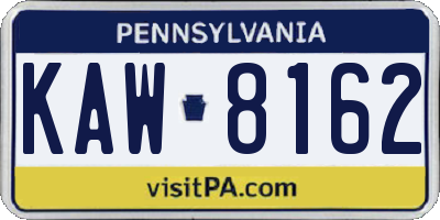 PA license plate KAW8162