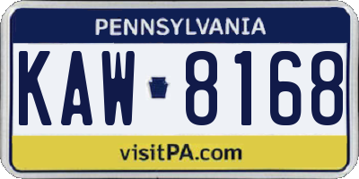 PA license plate KAW8168