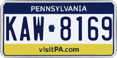 PA license plate KAW8169
