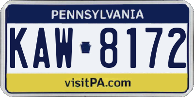 PA license plate KAW8172