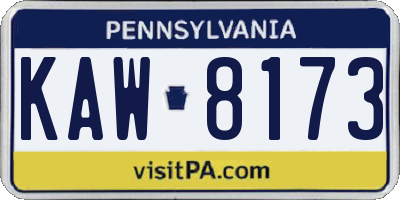 PA license plate KAW8173