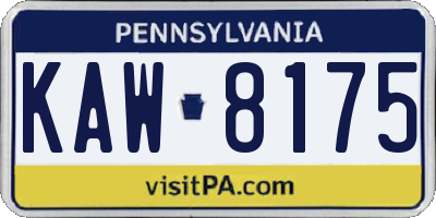 PA license plate KAW8175