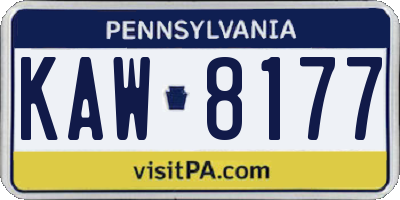 PA license plate KAW8177