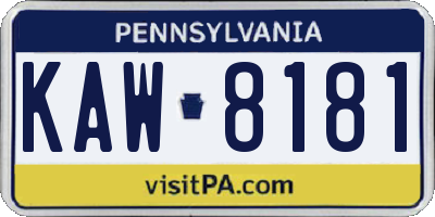 PA license plate KAW8181
