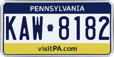 PA license plate KAW8182