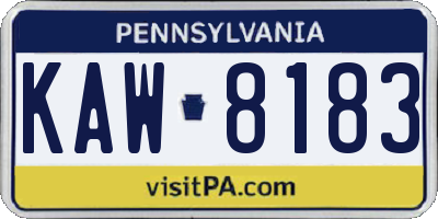 PA license plate KAW8183